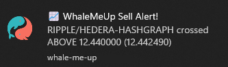 A browser push notification for a crypto price alert.