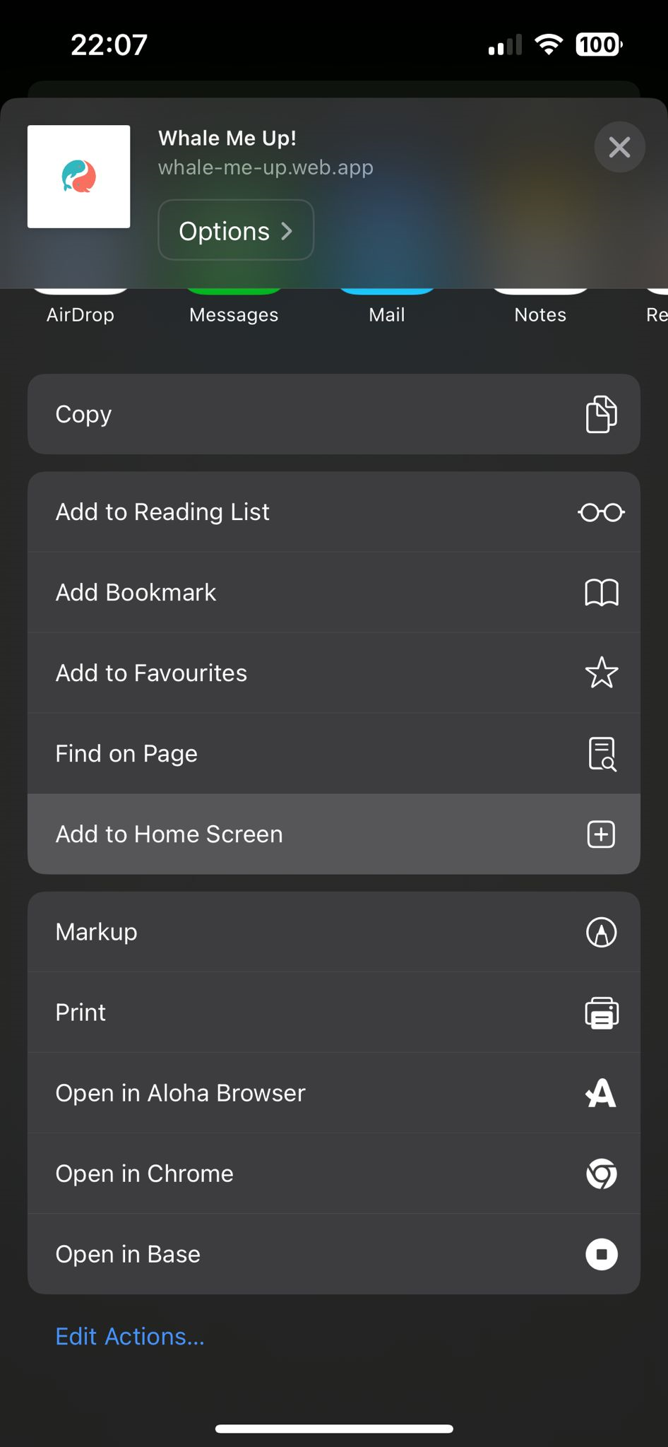 iOS Safari Add to Home Screen